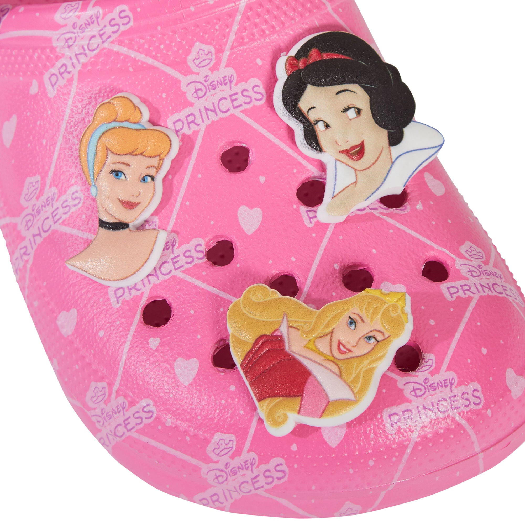 Disney Princess Clogs Sandals + Charms Badges Kids Princess Sliders Indoor Shoes