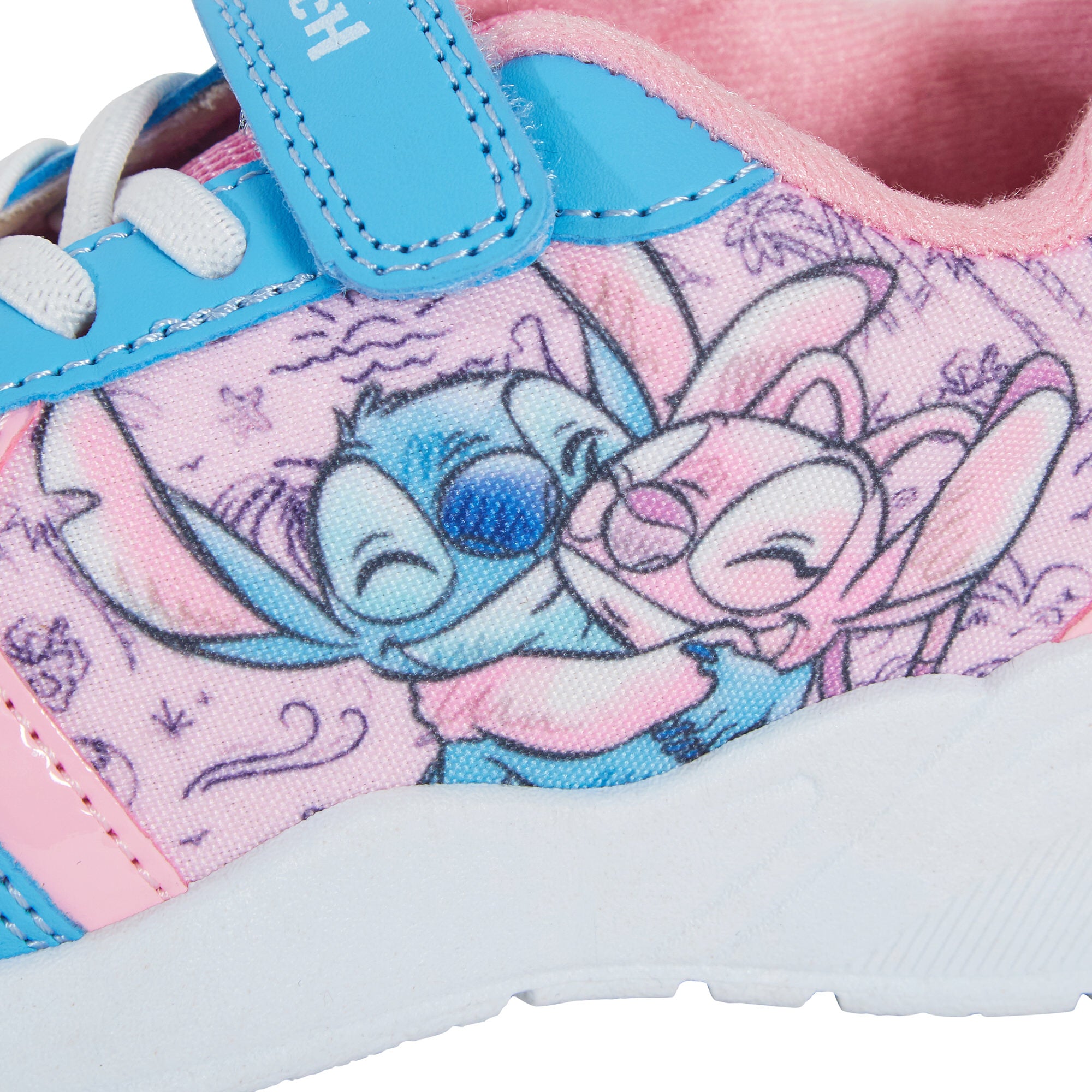 Girls Disney Stitch Trainers Kids Angel Easy Touch Fasten Sports Shoes Sneakers