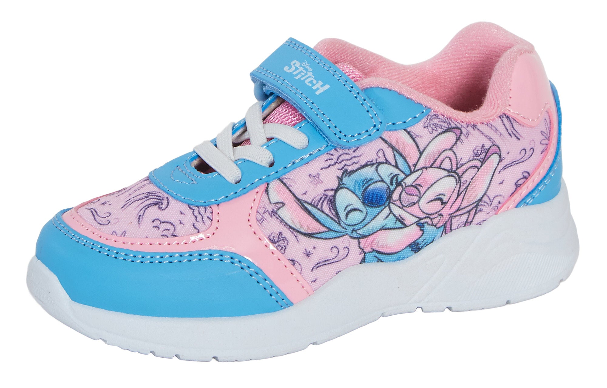 Girls Disney Stitch Trainers Kids Angel Easy Touch Fasten Sports Shoes Sneakers