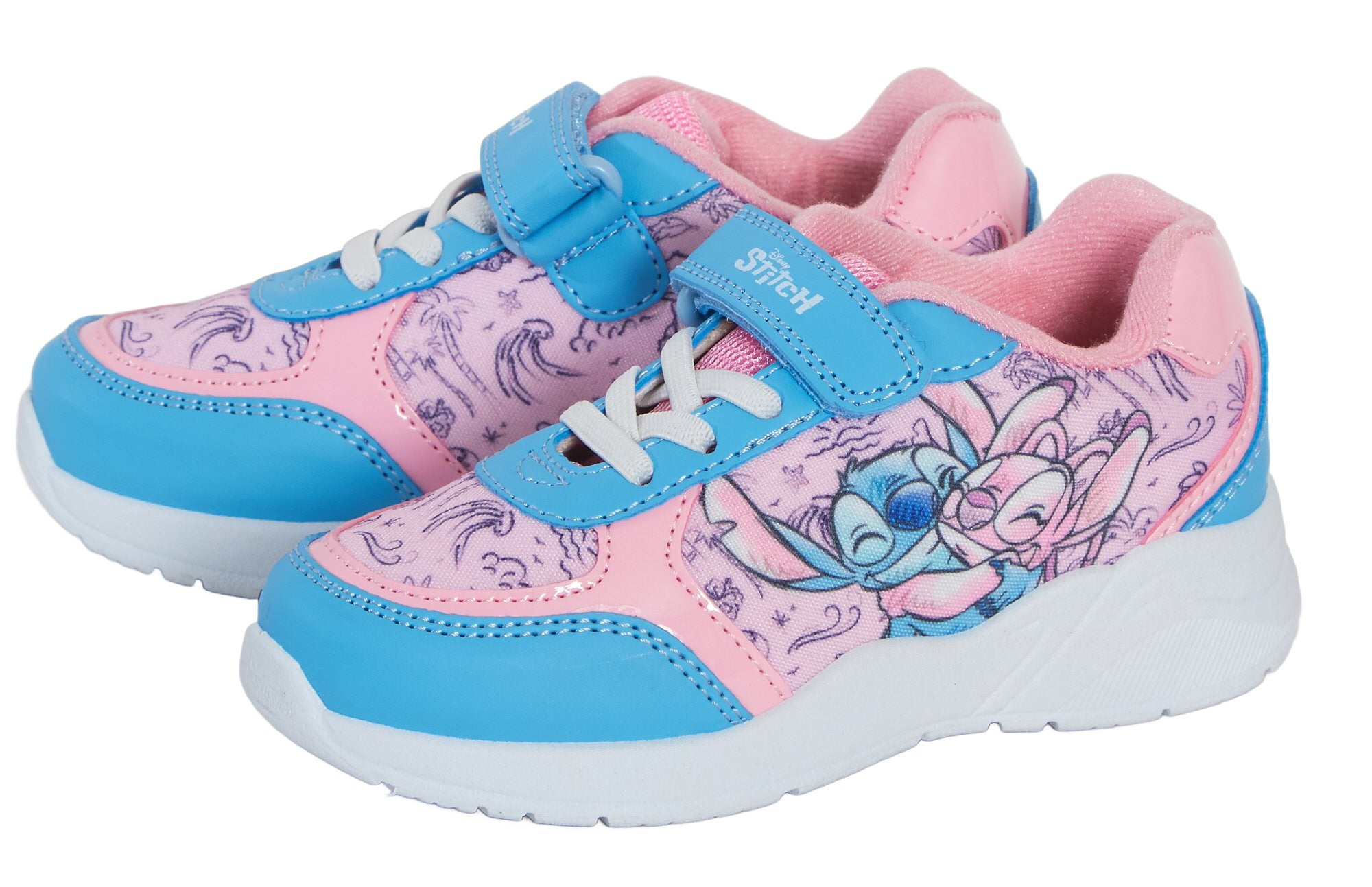 Girls Disney Stitch Trainers Kids Angel Easy Touch Fasten Sports Shoes Sneakers