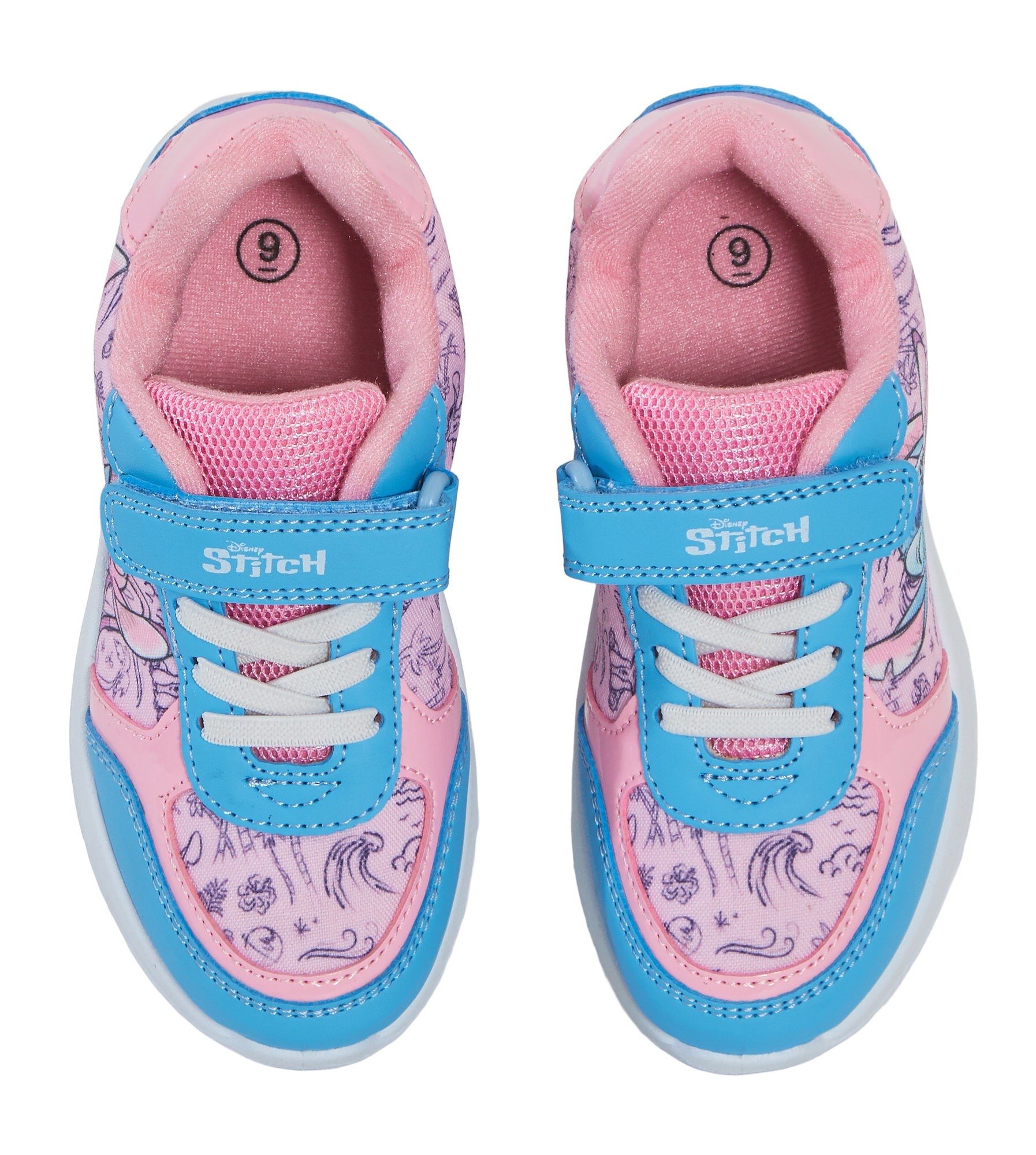 Girls Disney Stitch Trainers Kids Angel Easy Touch Fasten Sports Shoes Sneakers