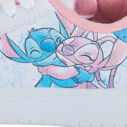 Girls Disney Stitch Trainers Lace Up White Stitch & Angel Sports Shoes Pumps