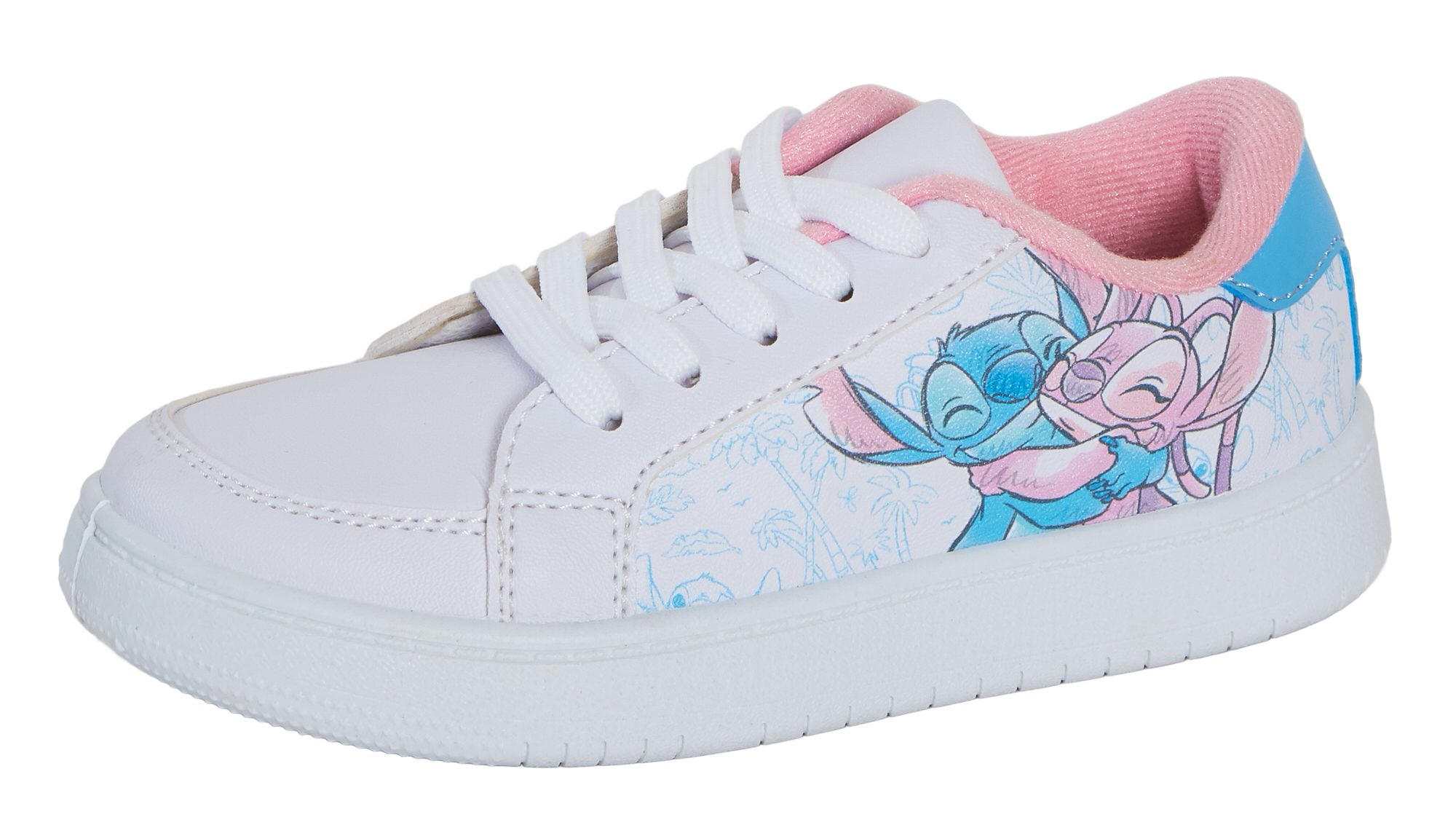 Girls Disney Stitch Trainers Lace Up White Stitch & Angel Sports Shoes Pumps