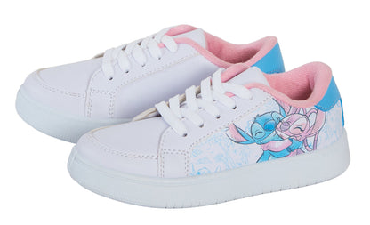 Girls Disney Stitch Trainers Lace Up White Stitch & Angel Sports Shoes Pumps