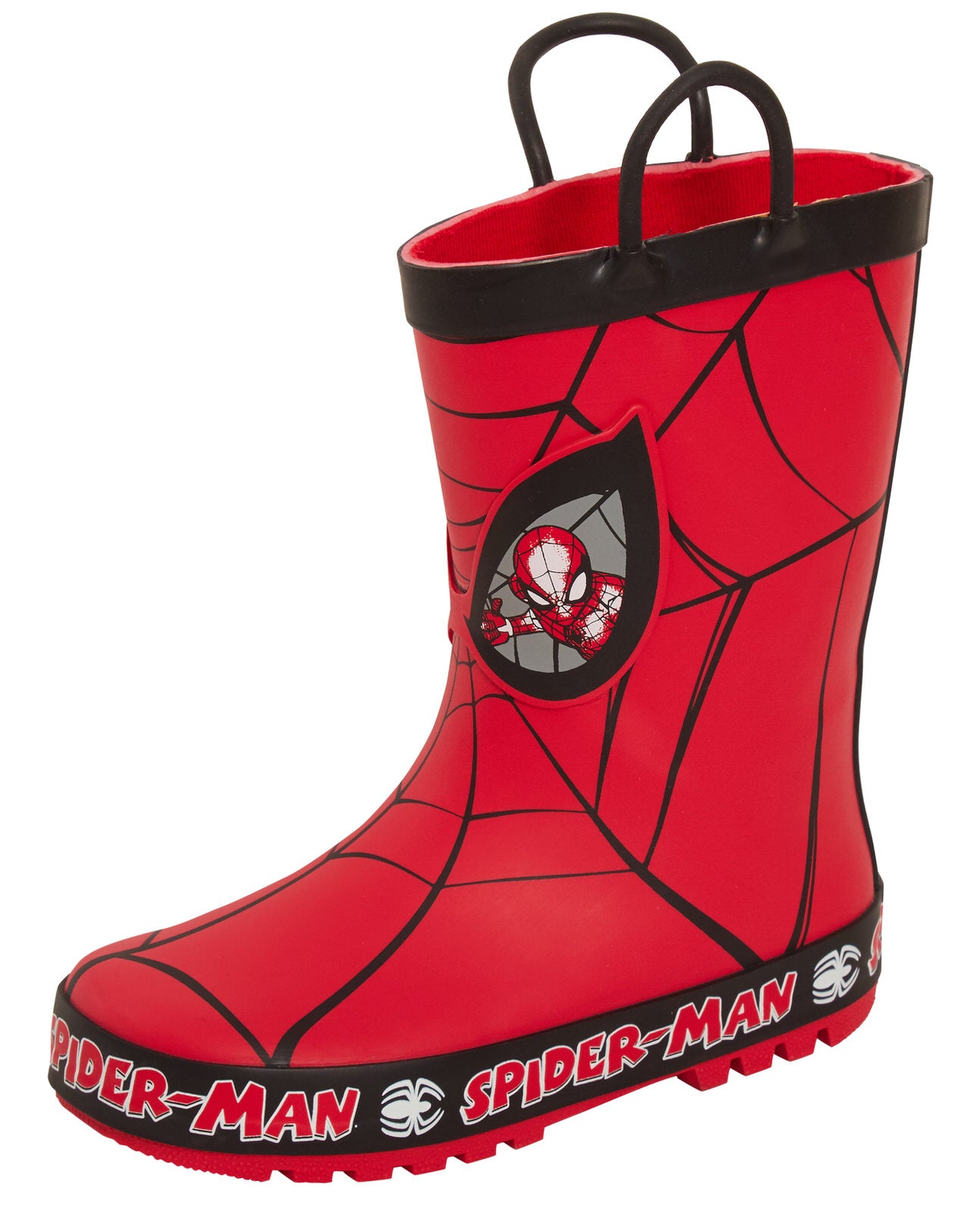Boys Spiderman Wellington Boots With Handles Kids Marvel Rubber Wellies Wellys