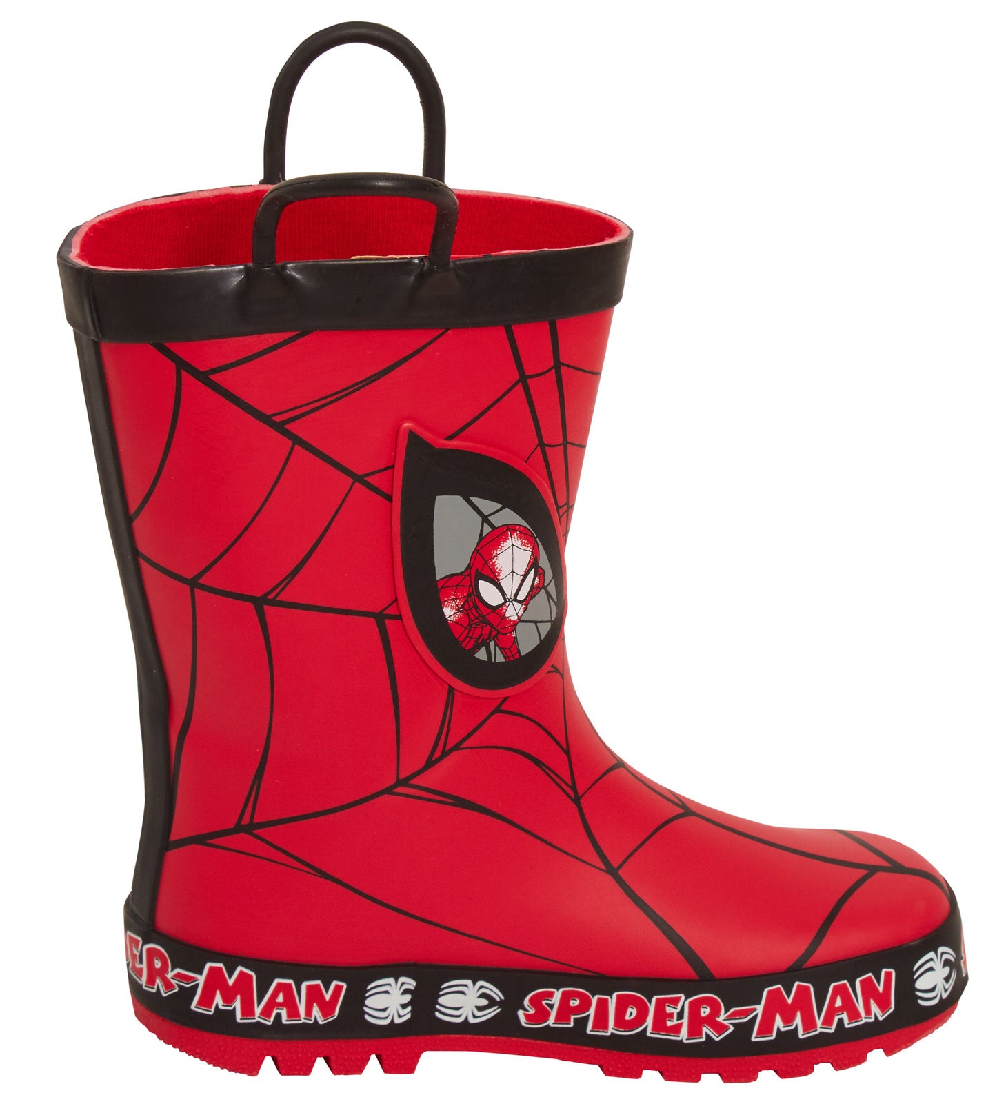 Boys Spiderman Wellington Boots With Handles Kids Marvel Rubber Wellies Wellys