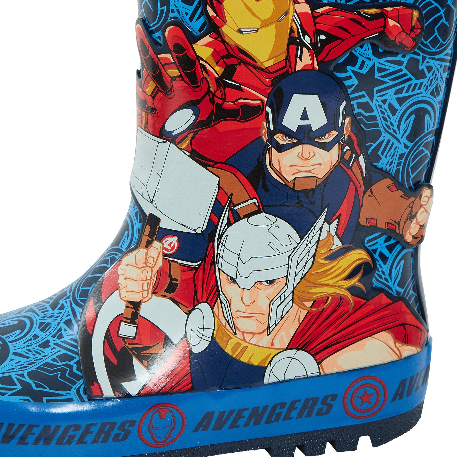 Marvel Avengers 2D Rubber Wellington Boots Kids Super Hero Snow Rain Wellies