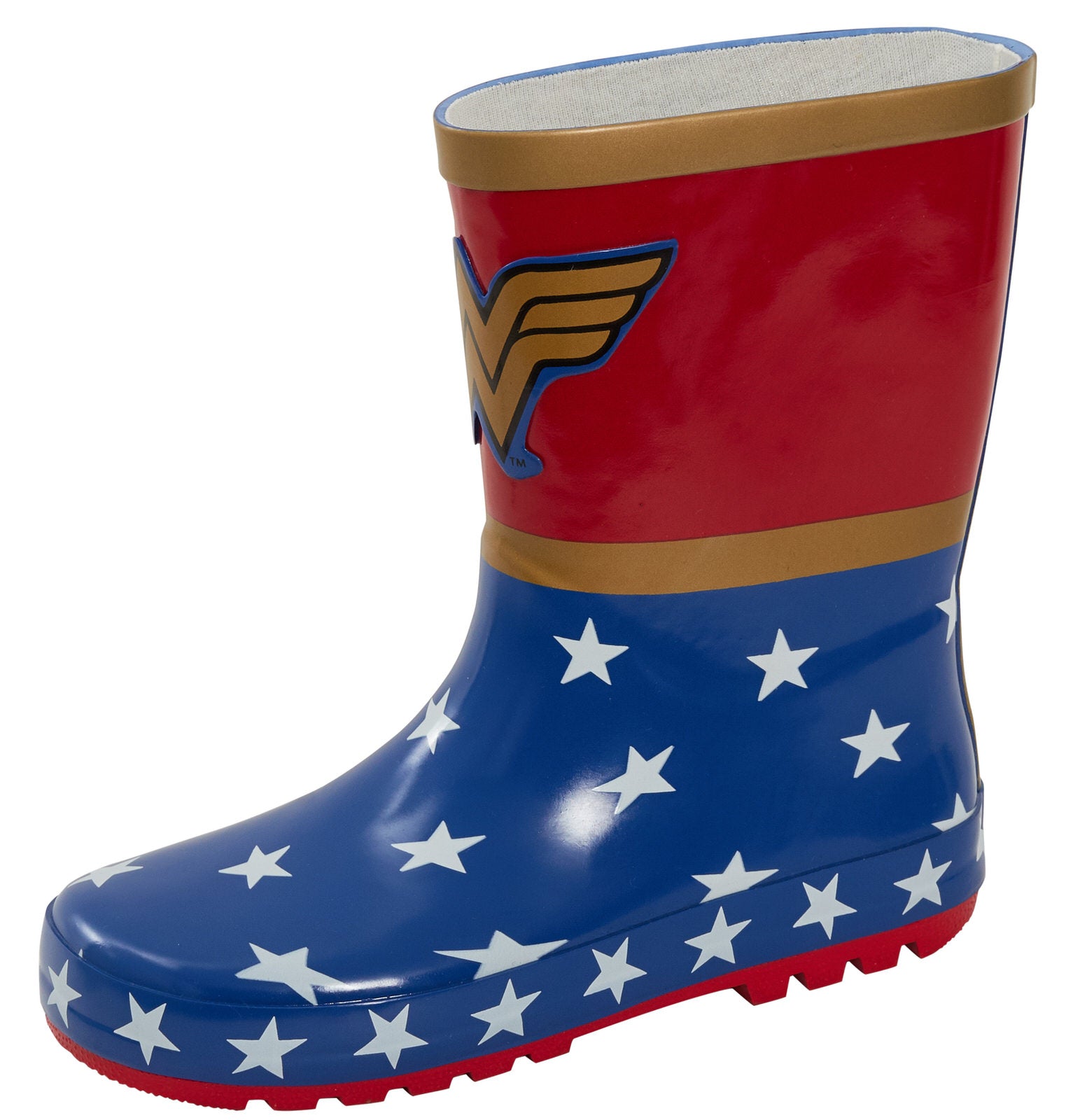 DC Comics Wonder Woman Rubber Wellington Boots Kids Rain Snow Shoes Gold Wellies