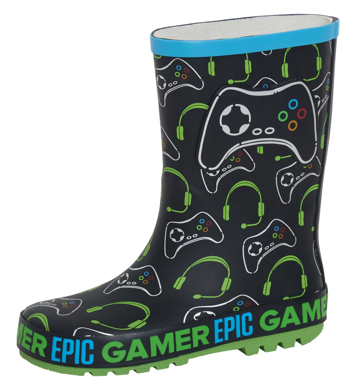 Boys Epic Gamer Wellington Boots Kids Gaming Snow Rain Waterproof Rubber Wellies