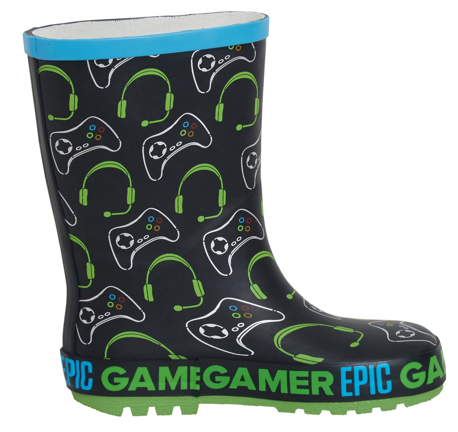 Boys Epic Gamer Wellington Boots Kids Gaming Snow Rain Waterproof Rubber Wellies