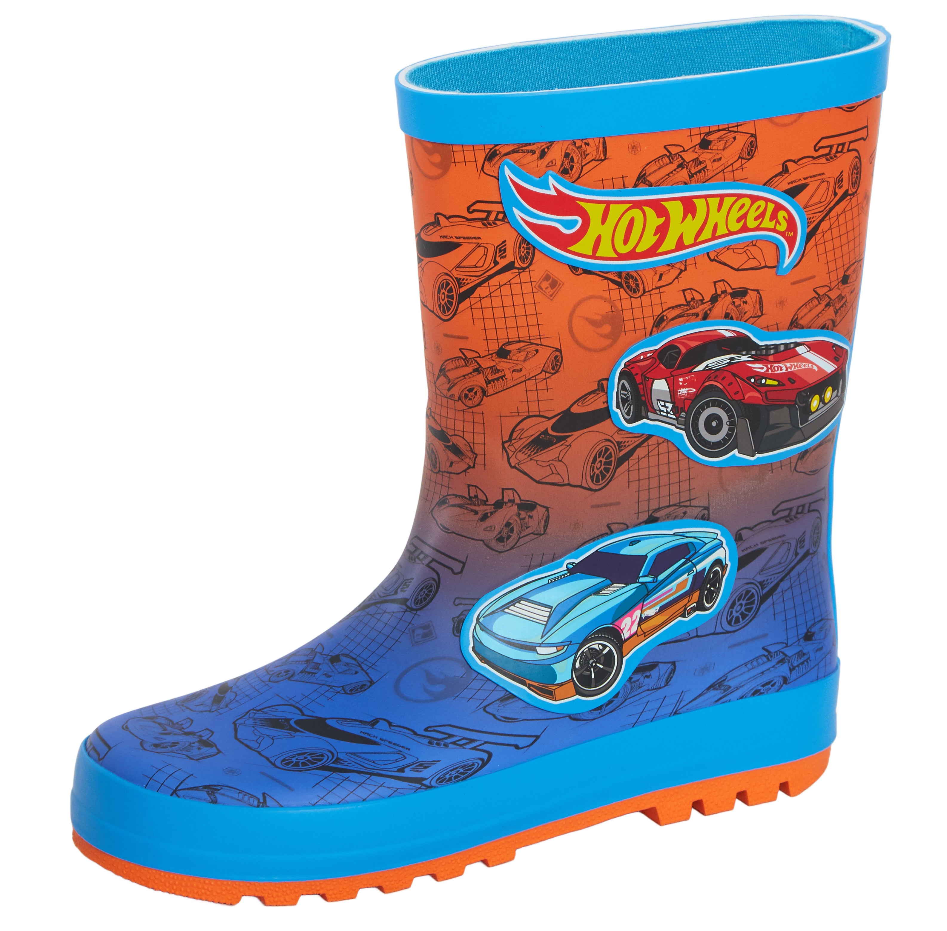 Hot Wheels Wellies Rubber Wellington Boots For Kids Racing Car Rain Snow Wellies