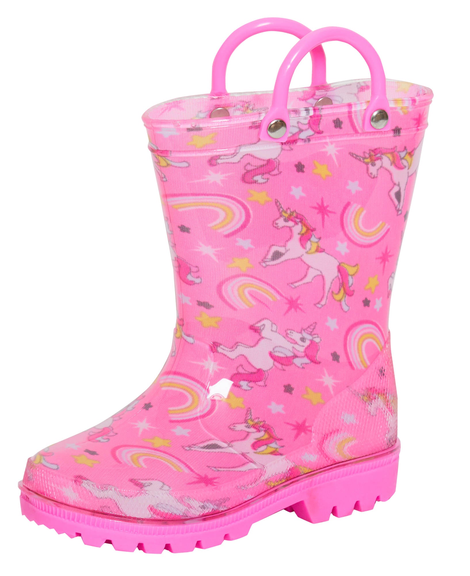 Kids Wellington Boots With Pull On Handles Boys Girls Unisex Wellies Snow Boots