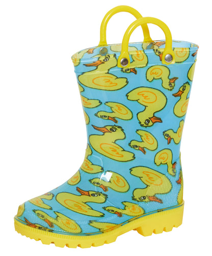 Kids Wellington Boots With Pull On Handles Boys Girls Unisex Wellies Snow Boots