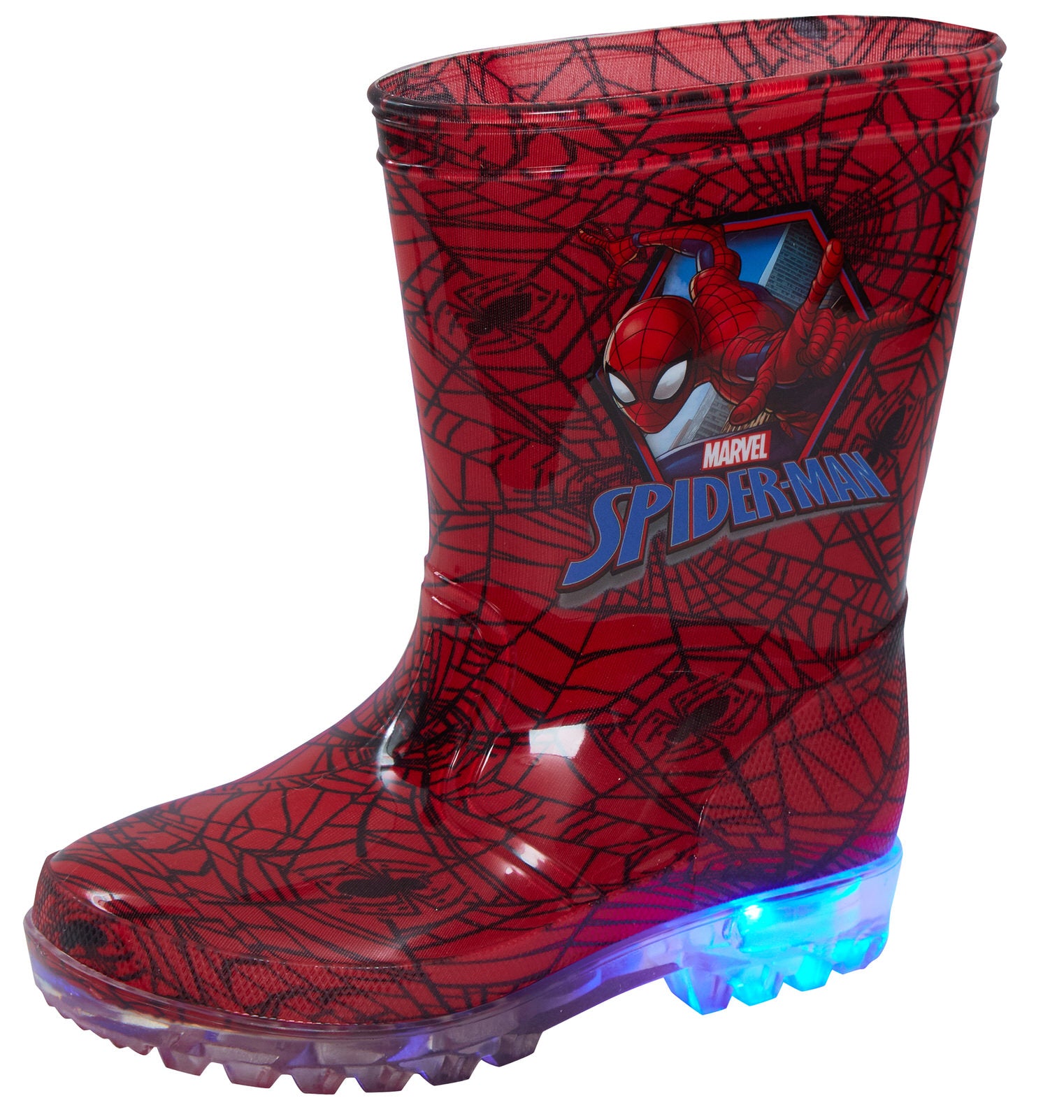 Marvel Spiderman Light Up Wellington Boots Kids Flashing Rain Snow Shoes Wellies