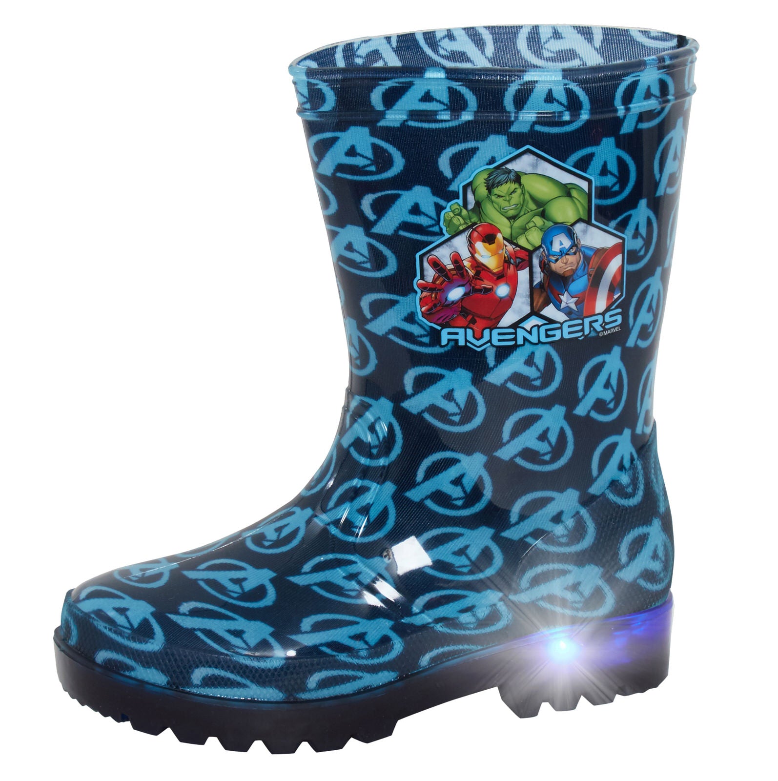 Boys Marvel Avengers Light Up Wellington Boots Captain America Iron Man Wellies