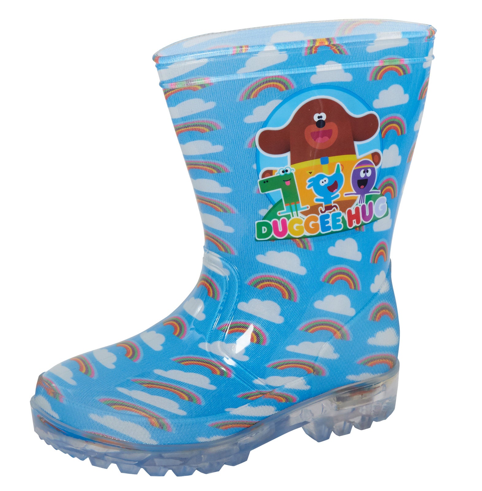 Hey Duggee Light Up Wellington Boots Kids Rainbow Snow Rain Shoes Wellies Wellys