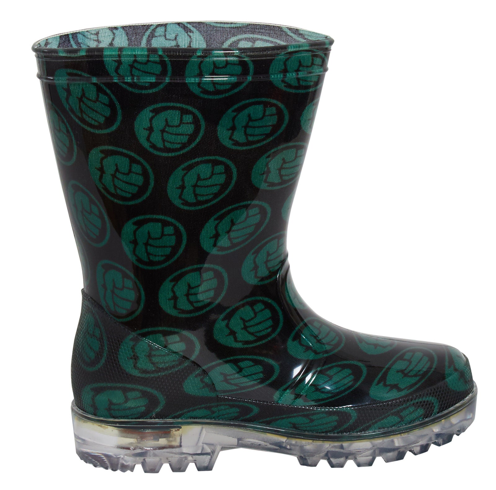 Boys Incredible Hulk Light Up Wellington Boots Marvel Rain Snow Shoes Wellies