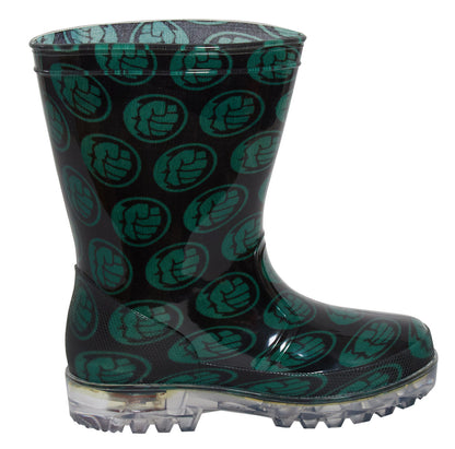 Boys Incredible Hulk Light Up Wellington Boots Marvel Rain Snow Shoes Wellies