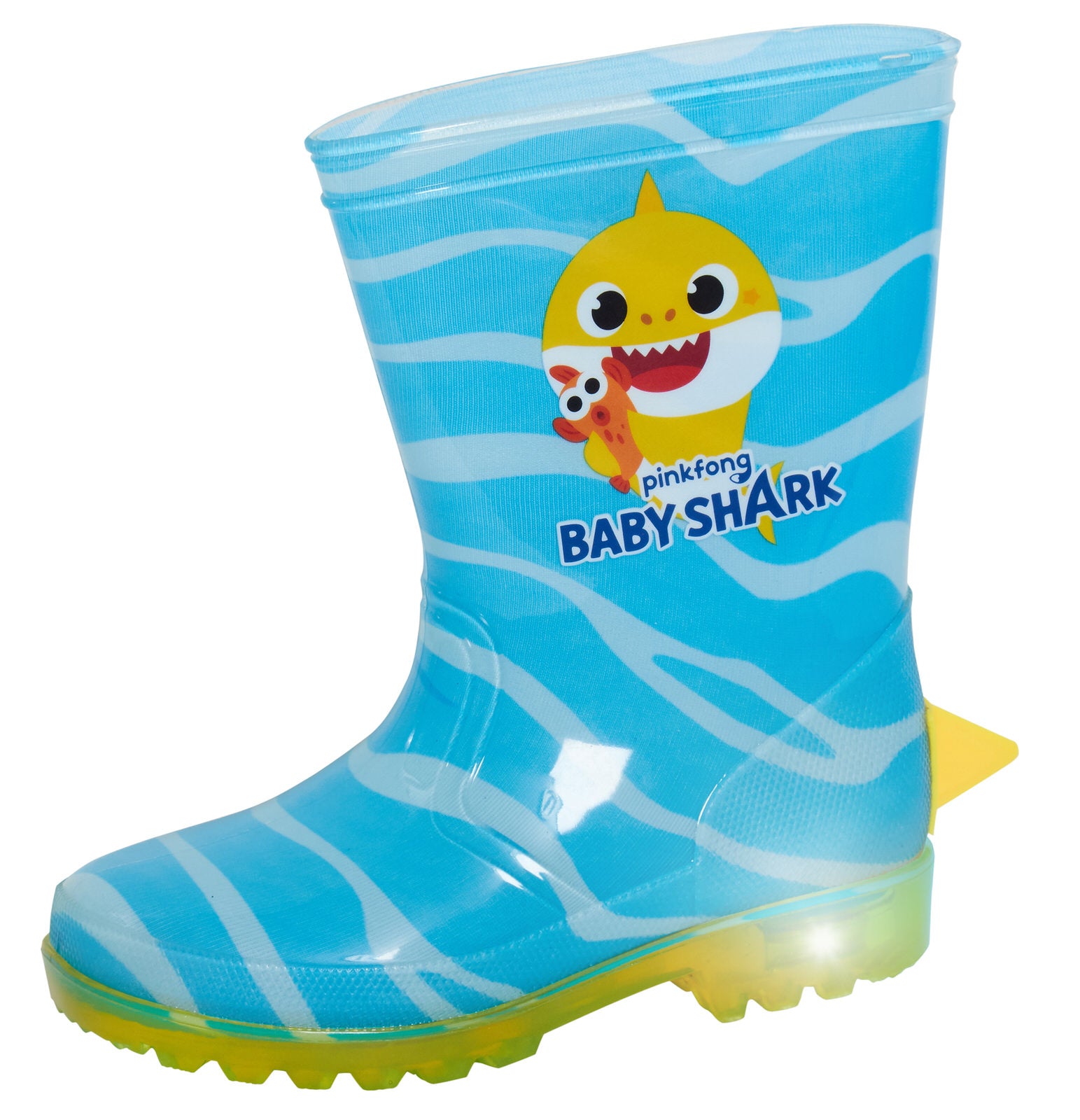 Baby Shark Light Up Wellington Boots Boys Wellies Girls Wellys 3D Fin Rain Shoes