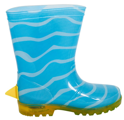 Baby Shark Light Up Wellington Boots Boys Wellies Girls Wellys 3D Fin Rain Shoes
