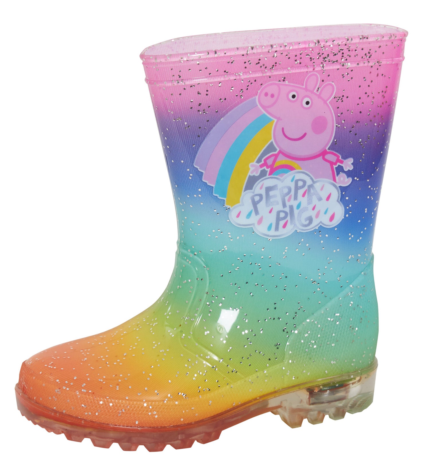 Peppa Pig Light Up Rainbow Wellington Boots Kids Flashing Wellies Girls Boots