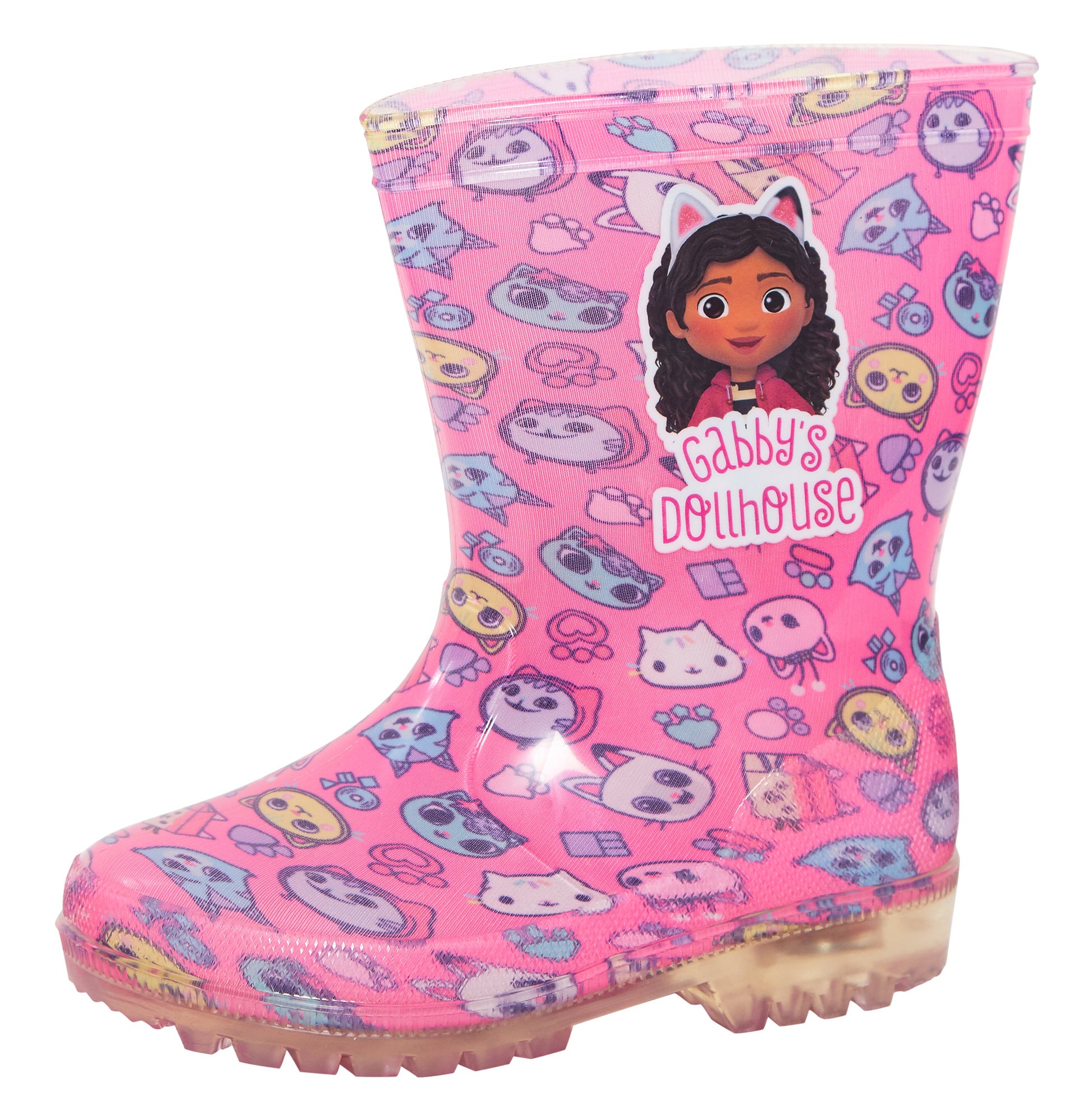 Girls Gabby's Dollhouse Light Up Wellington Boots Kids Rain Snow Shoes Wellies