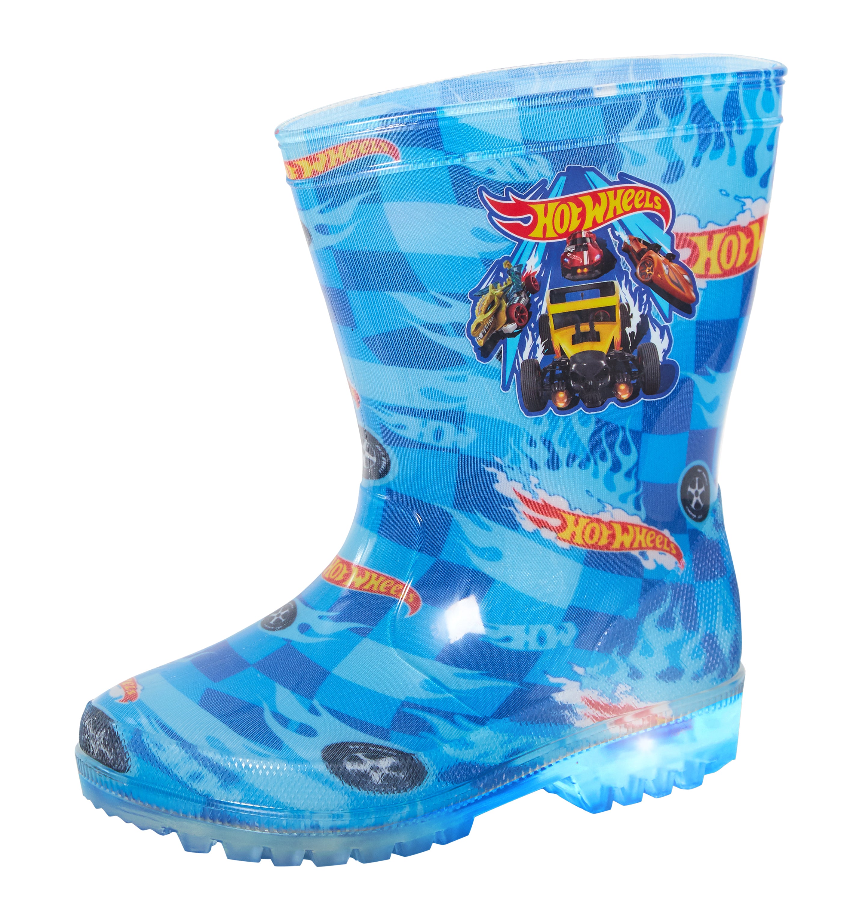 Boys Hot Wheels Light Up Wellington Boots Kids Rain Boots With Lights Wellies