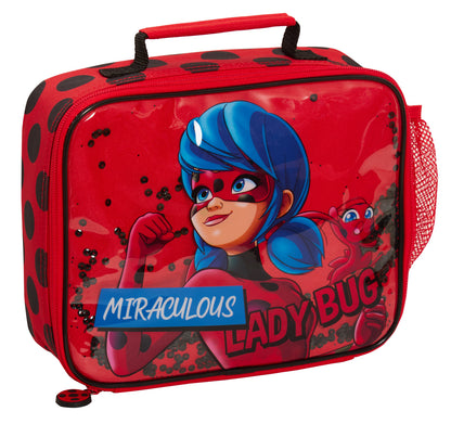 Miraculous Lunch Bag Girls Red Ladybug Sequins School Cooler Lunch Box for Kids