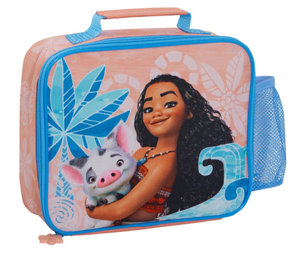 Disney Moana Lunch Bag with Bottle Holder Girls School Insulated Cooler Lunchbox