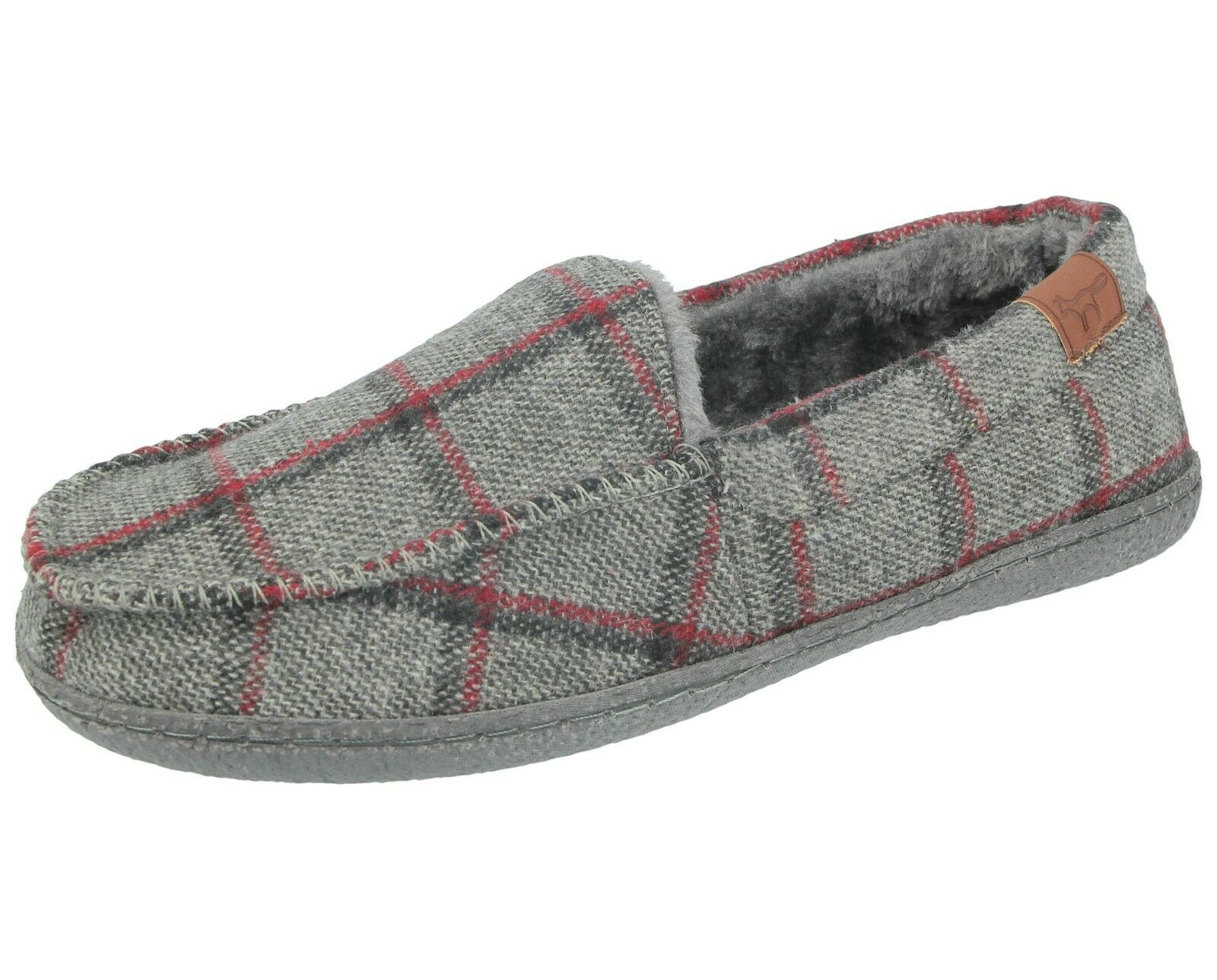 Mens Moccasins Slippers Faux Fur Lined Indoor House Shoes Lightweight Anti Skid