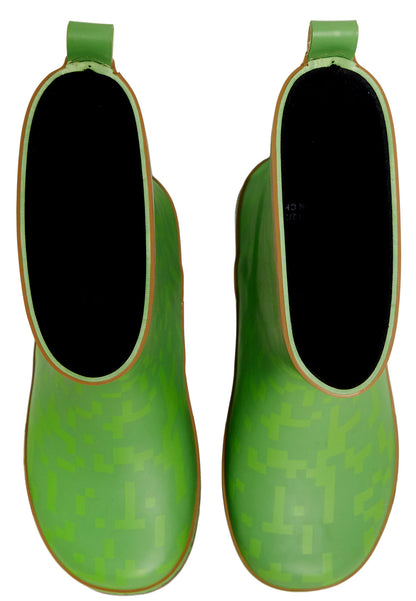 Boys Minecraft Rubber Wellingtons Kids Gamer Wellington Boots Rain Wellies Wellys