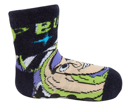 Boys Toy Story 2 Pack Slipper Socks Kids Buzz Woody Fleece Slippers House Shoes