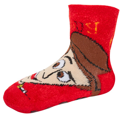 Boys Toy Story 2 Pack Slipper Socks Kids Buzz Woody Fleece Slippers House Shoes