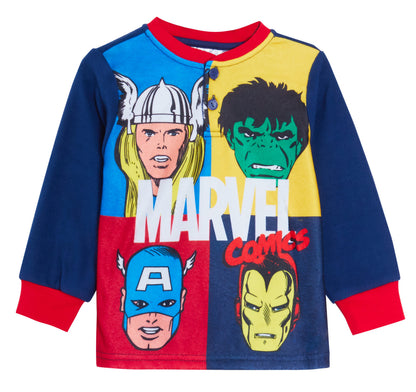 Boys Marvel Comics Avengers Fleece Pyjamas Kids Hulk Thor Twosie Lounge Set Pjs