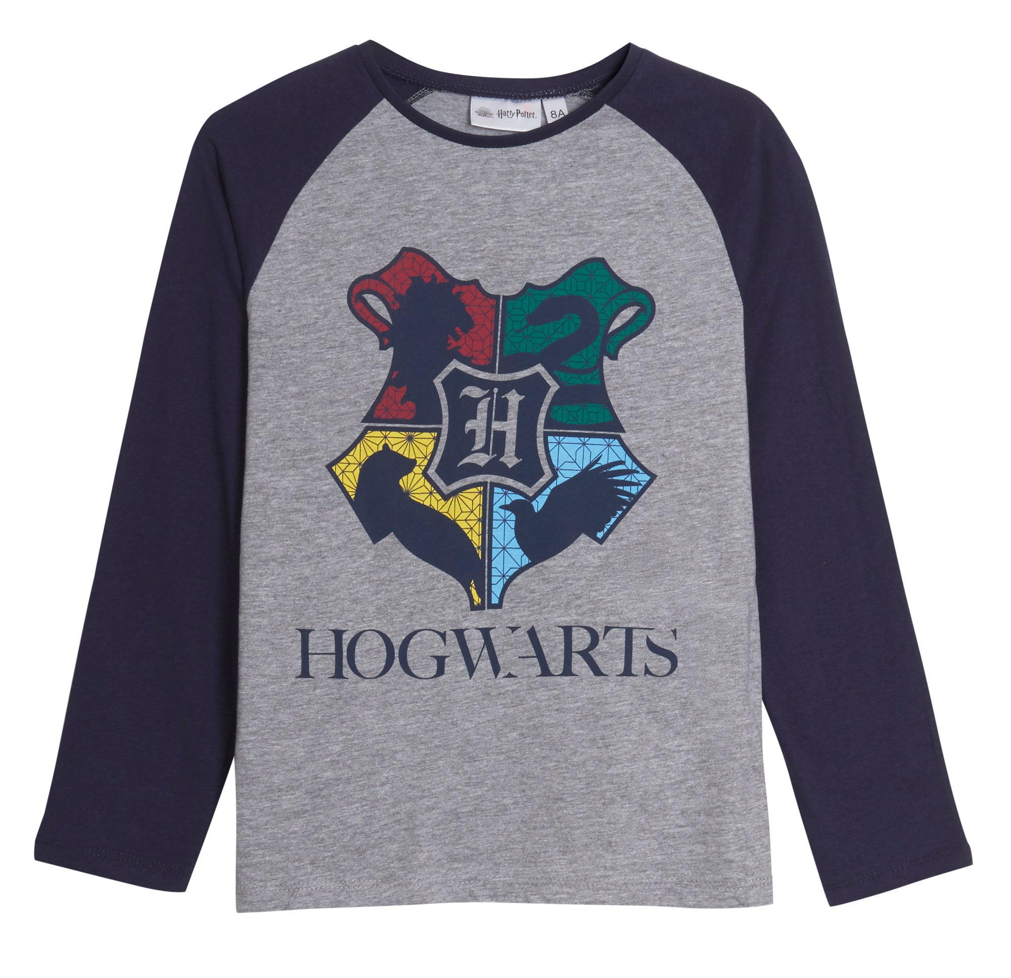 Harry Potter Long Sleeve T-Shirt Kids Hogwarts Crest Tee House Teams Raglan Top