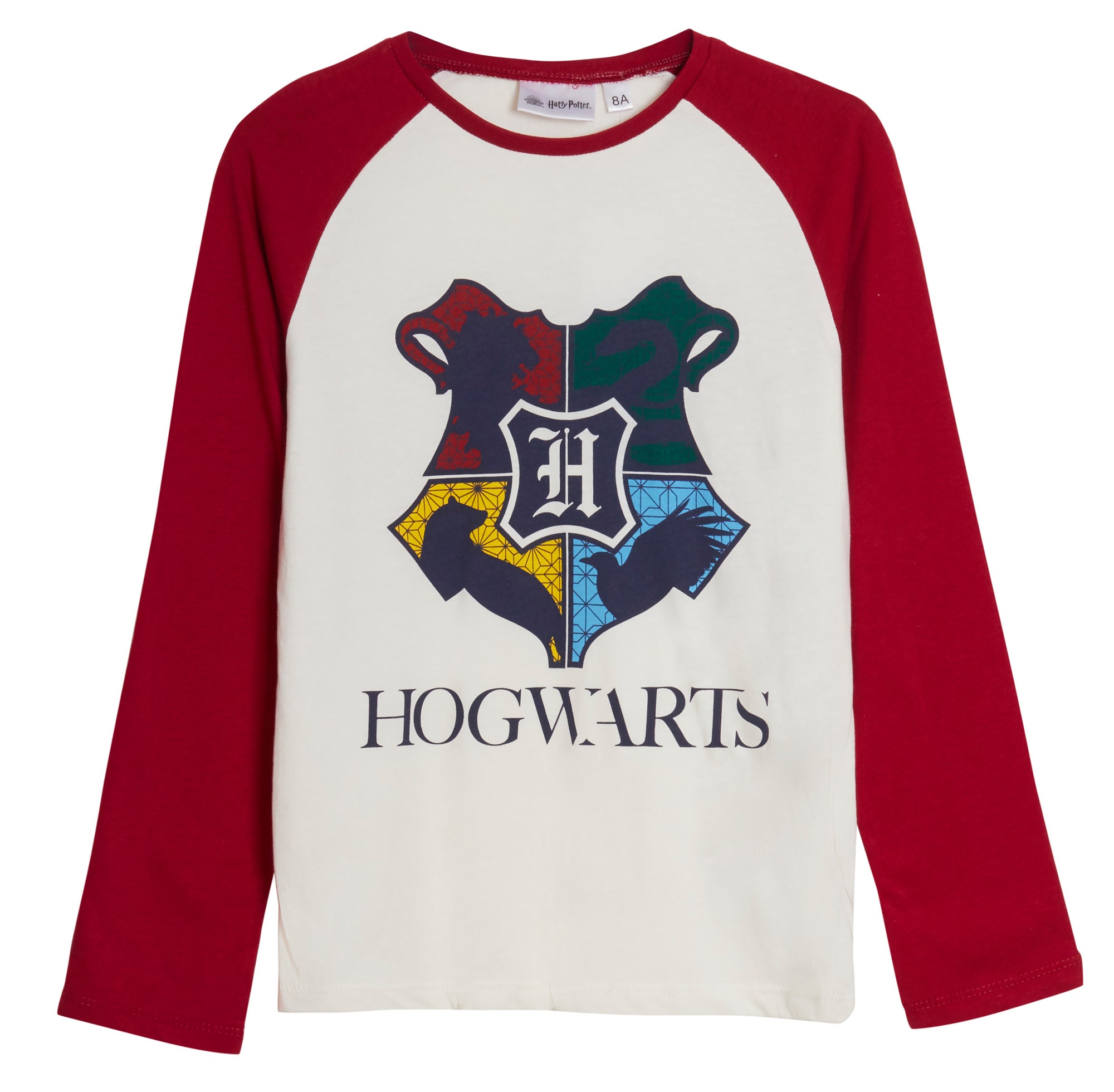 Harry Potter Long Sleeve T-Shirt Kids Hogwarts Crest Tee House Teams Raglan Top