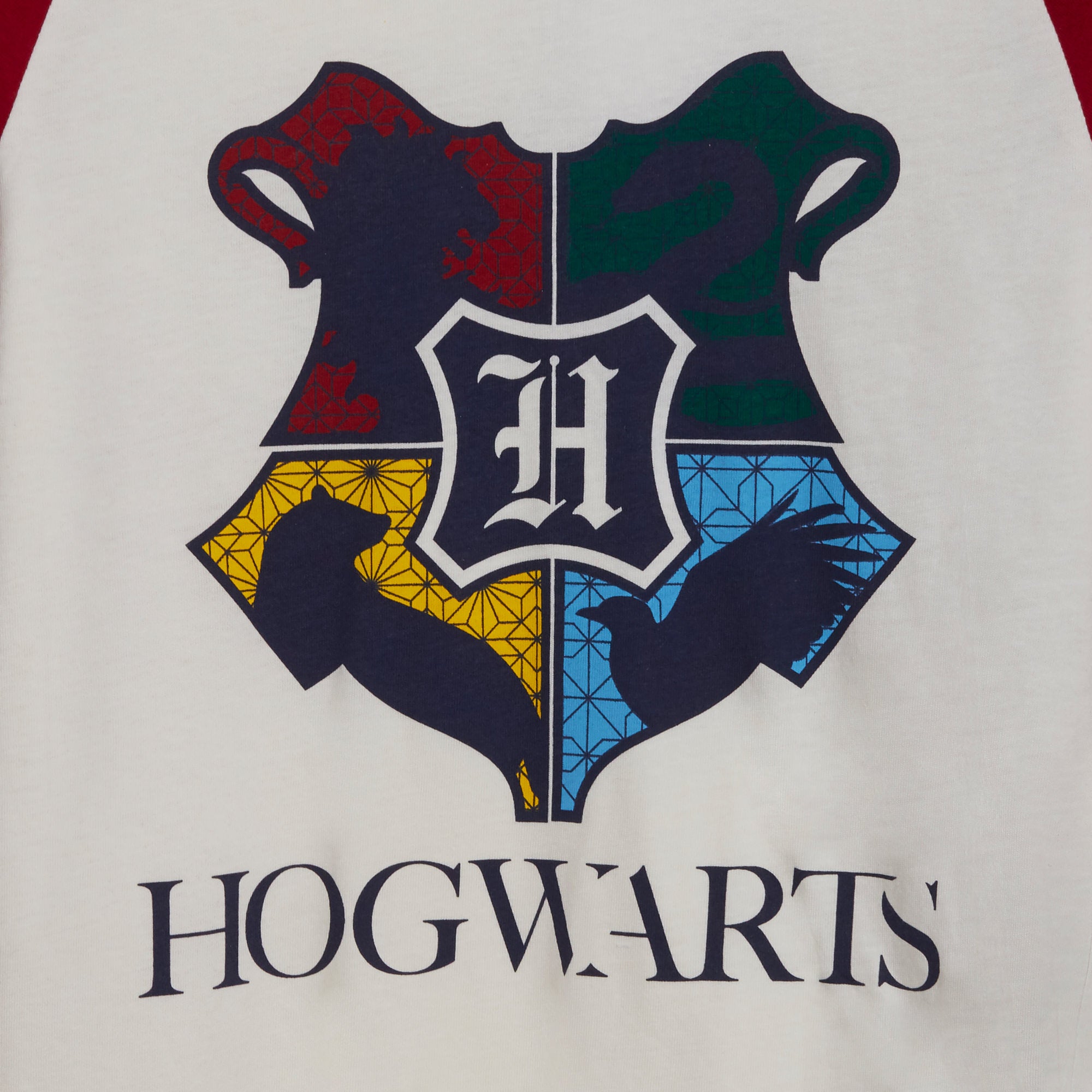 Harry Potter Long Sleeve T-Shirt Kids Hogwarts Crest Tee House Teams Raglan Top
