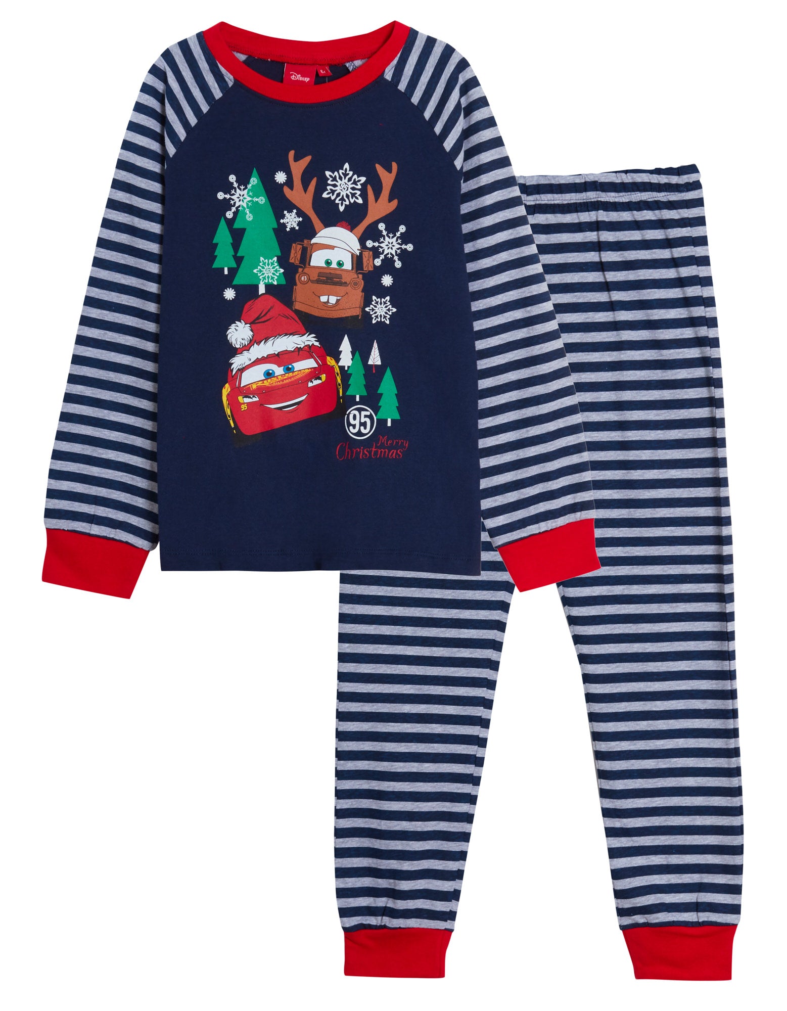 Disney Cars Christmas Pyjamas Boys Lightning McQueen Full Length Xmas Pjs Set