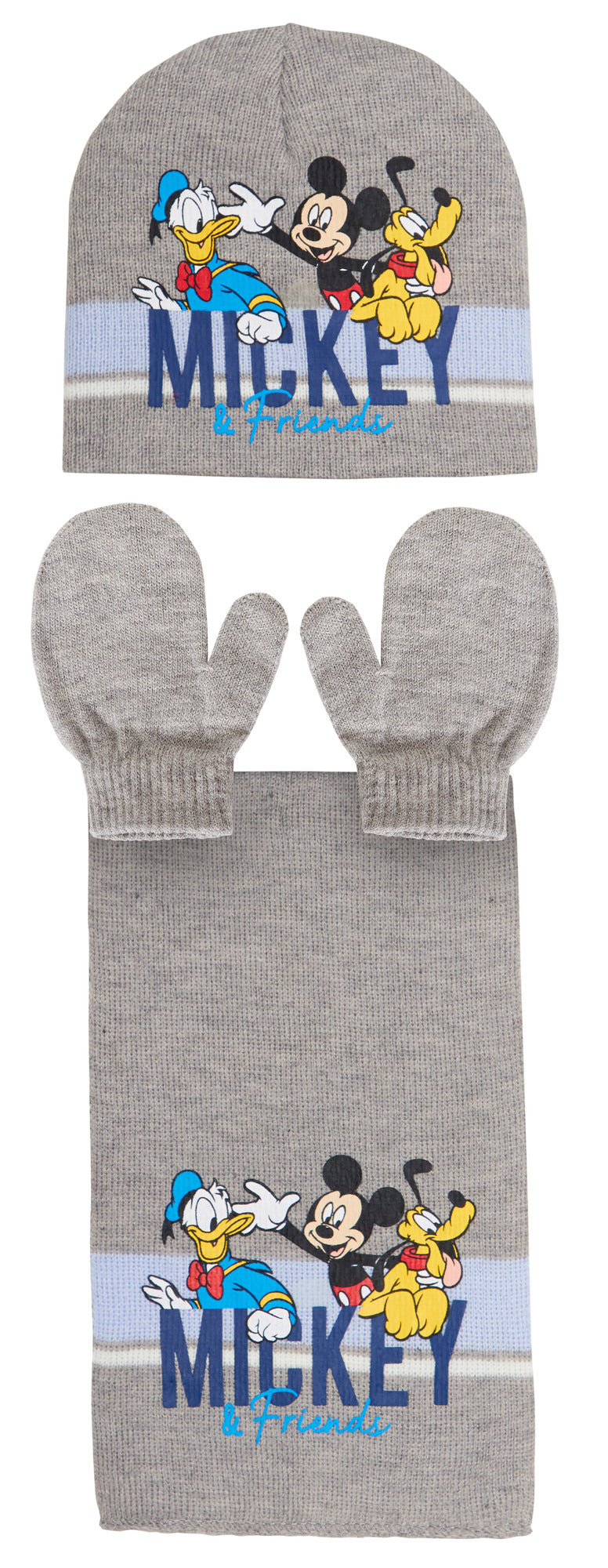 Boys Disney Mickey Mouse & Friends 3 Pcs Winter Set Hat + Mitten Gloves + Scarf