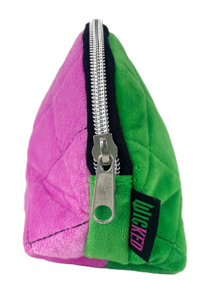 Wicked Quilted Velvet Make Up Bag Girls Womens Cosmetic Toiletries Pencil Case