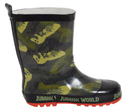 Boys Jurassic World Rubber Wellington Boots Kids Dinosaur Wellies Rain Shoes