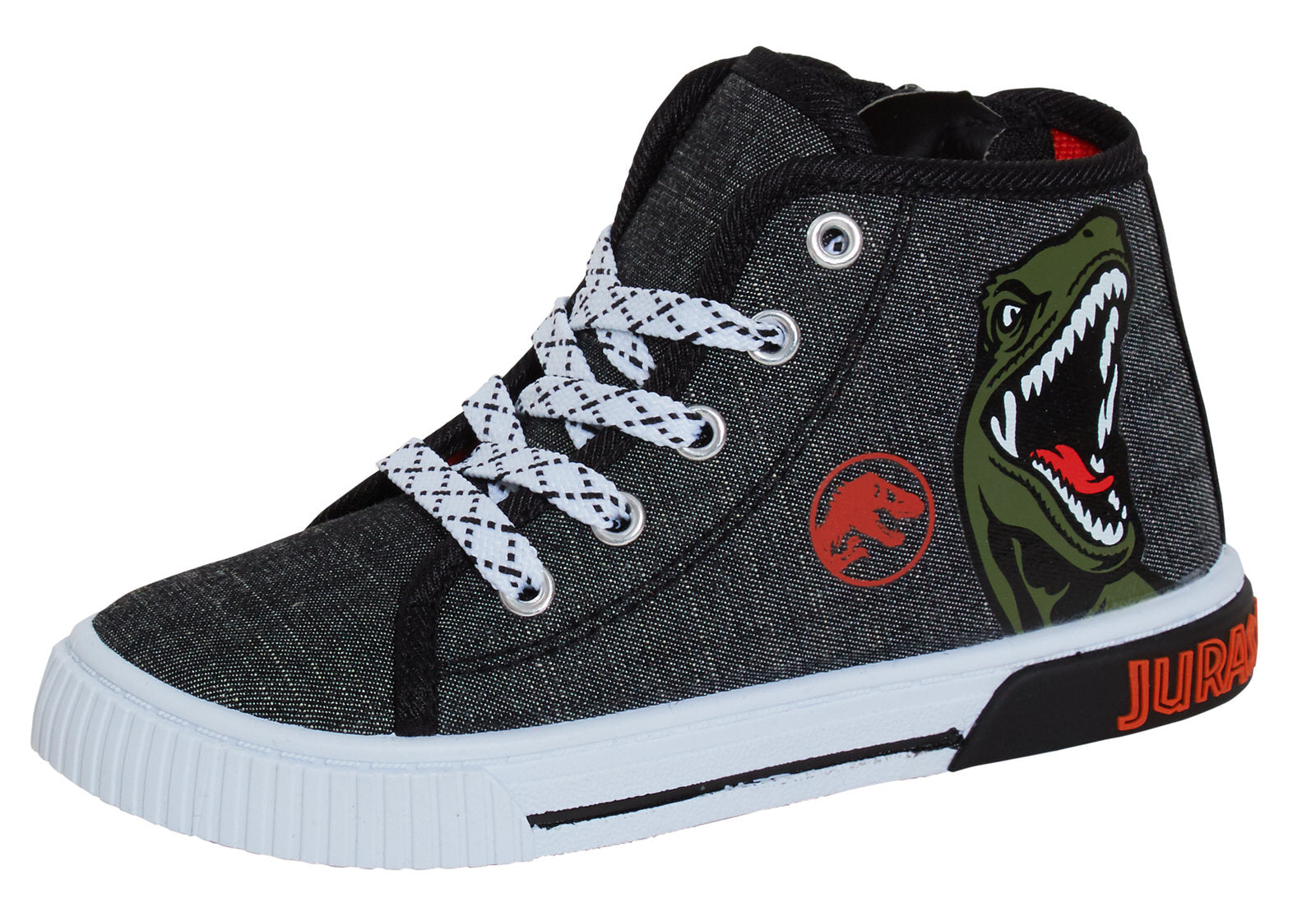 Jurassic World Canvas Shoes Hi Tops Trainers Dinosaur Ankle Boots Zipped Pumps
