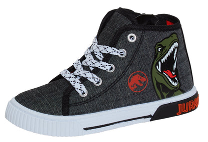 Jurassic World Canvas Shoes Hi Tops Trainers Dinosaur Ankle Boots Zipped Pumps