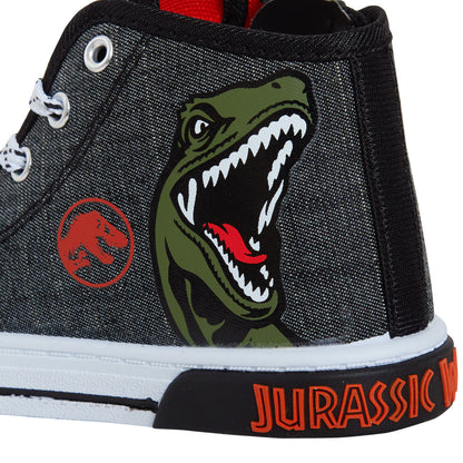 Jurassic World Canvas Shoes Hi Tops Trainers Dinosaur Ankle Boots Zipped Pumps