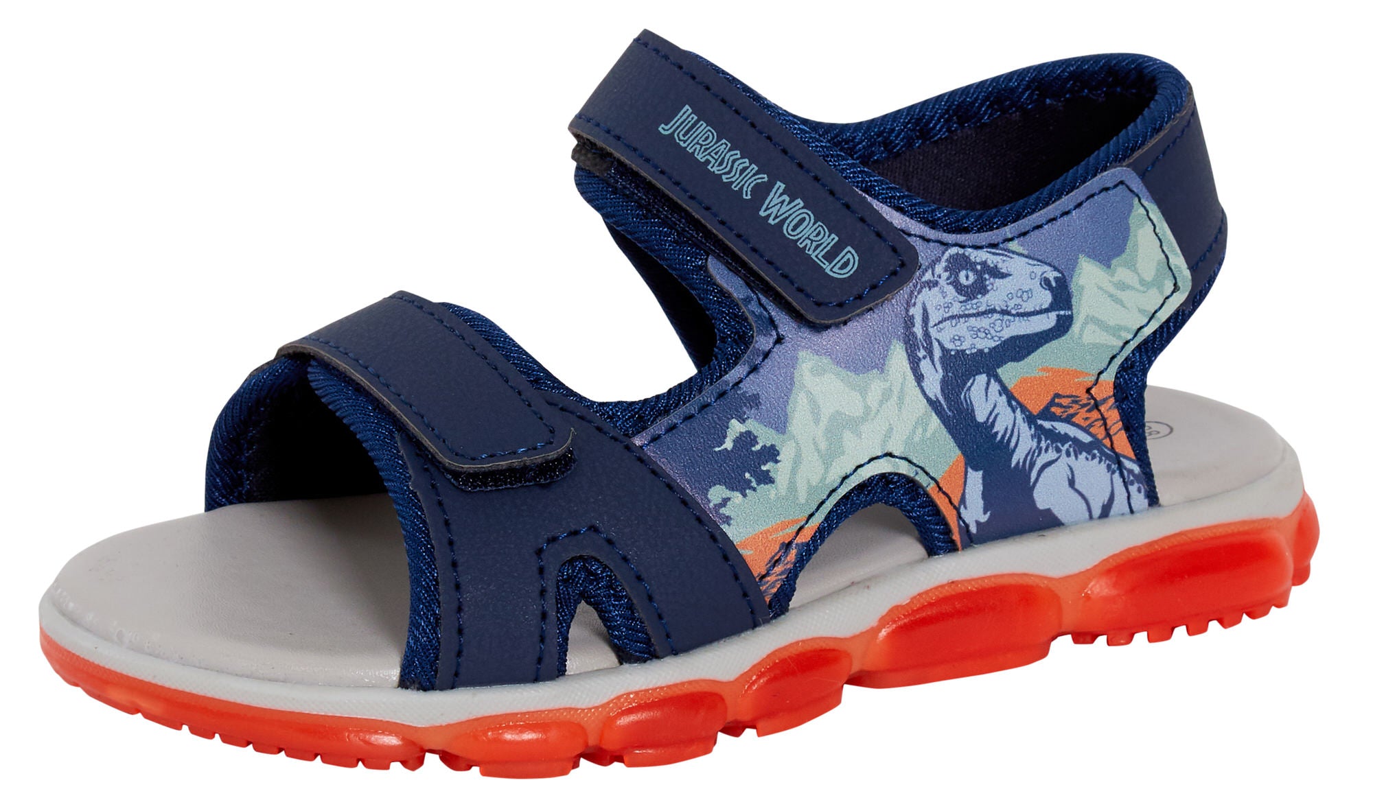 Jurassic World Light Up Sports Sandals For Boys Open Toe Easy Fasten Dino Shoes