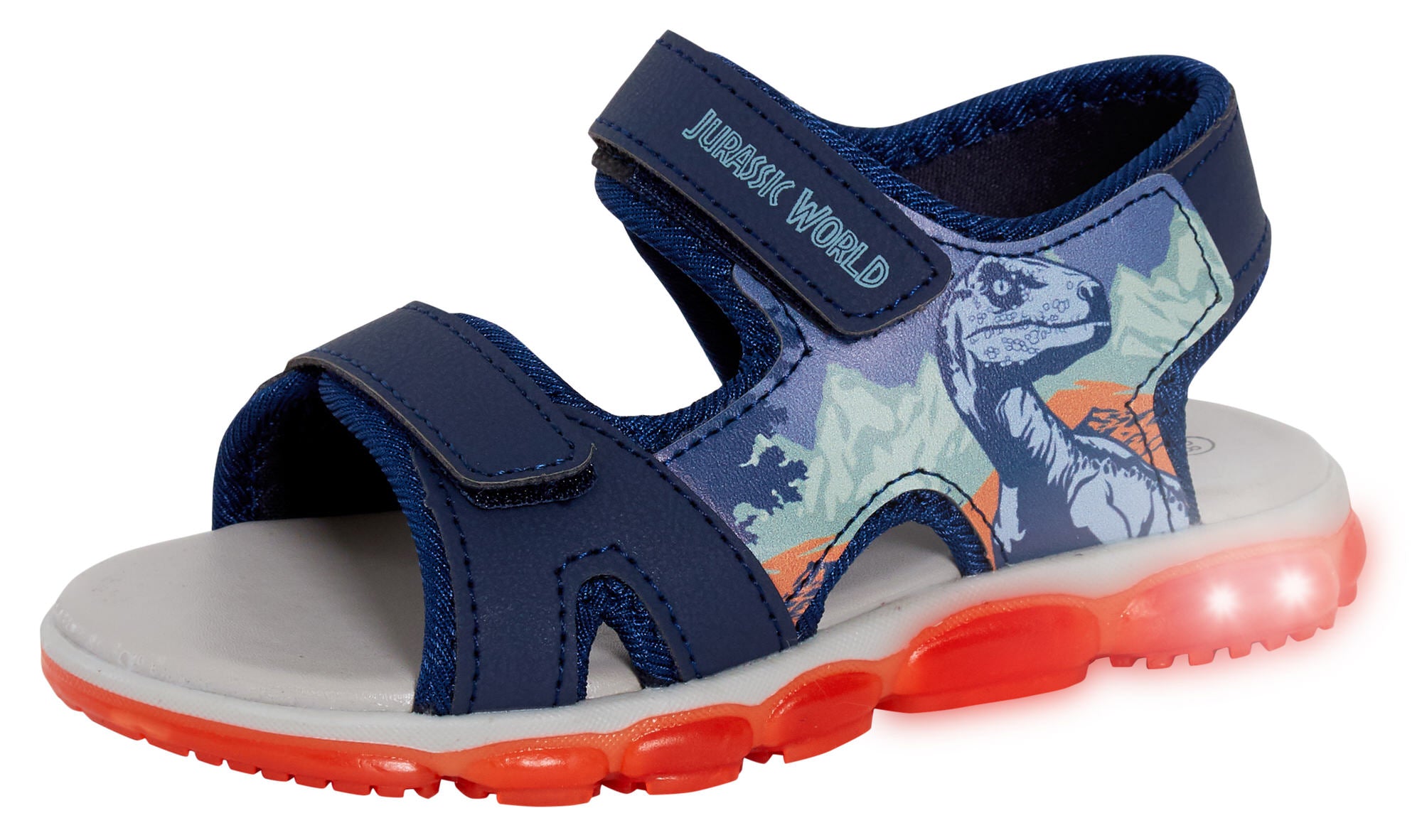 Jurassic World Light Up Sports Sandals For Boys Open Toe Easy Fasten Dino Shoes