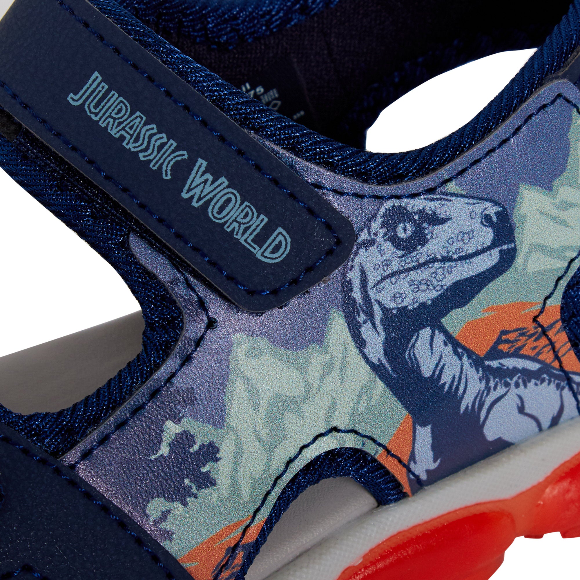 Jurassic World Light Up Sports Sandals For Boys Open Toe Easy Fasten Dino Shoes