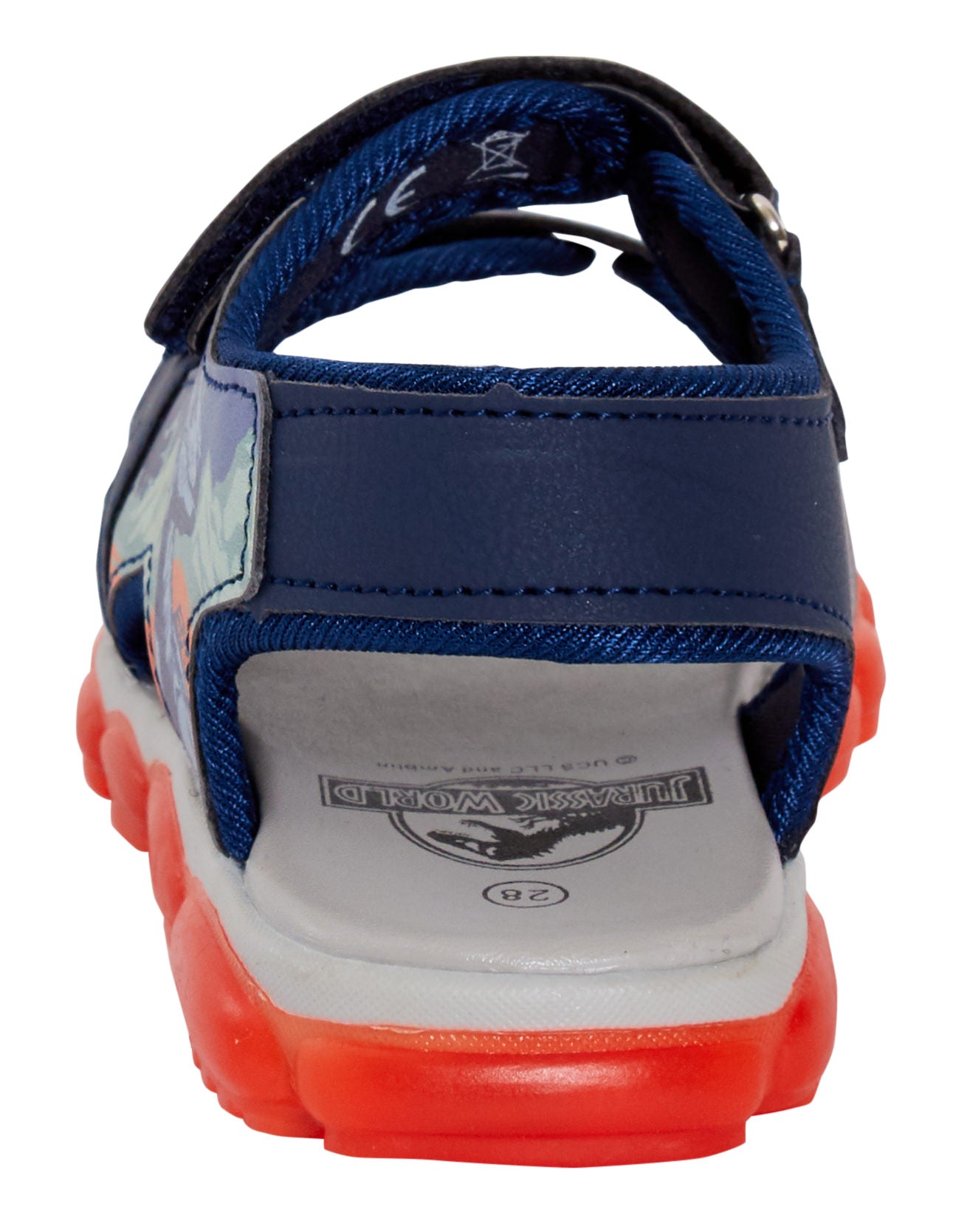 Jurassic World Light Up Sports Sandals For Boys Open Toe Easy Fasten Dino Shoes