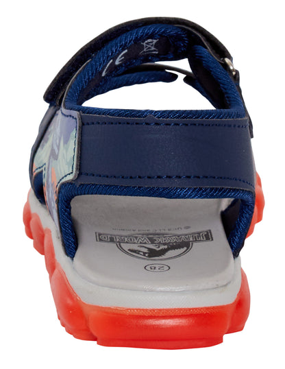 Jurassic World Light Up Sports Sandals For Boys Open Toe Easy Fasten Dino Shoes