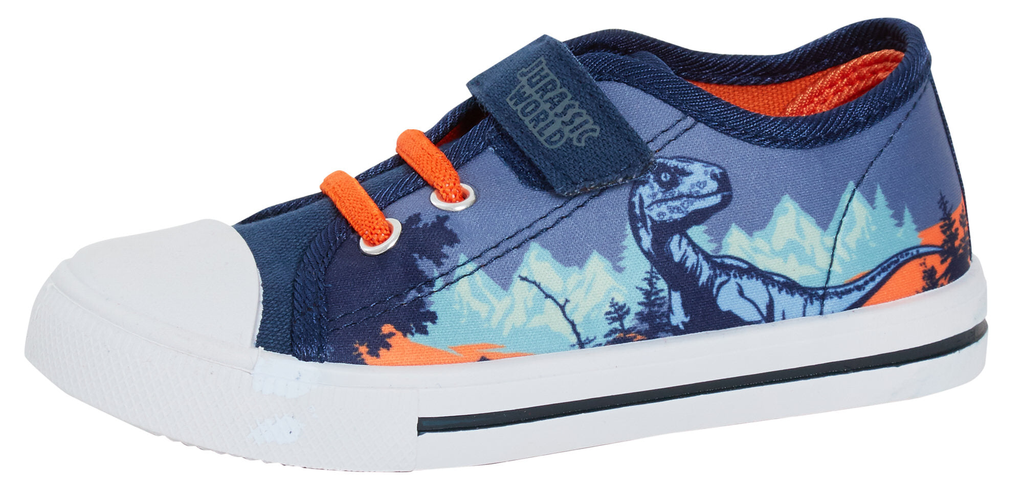 Boys Jurassic World Canvas Trainers Kids Dinosaur Easy Touch Fasten Sports Pumps